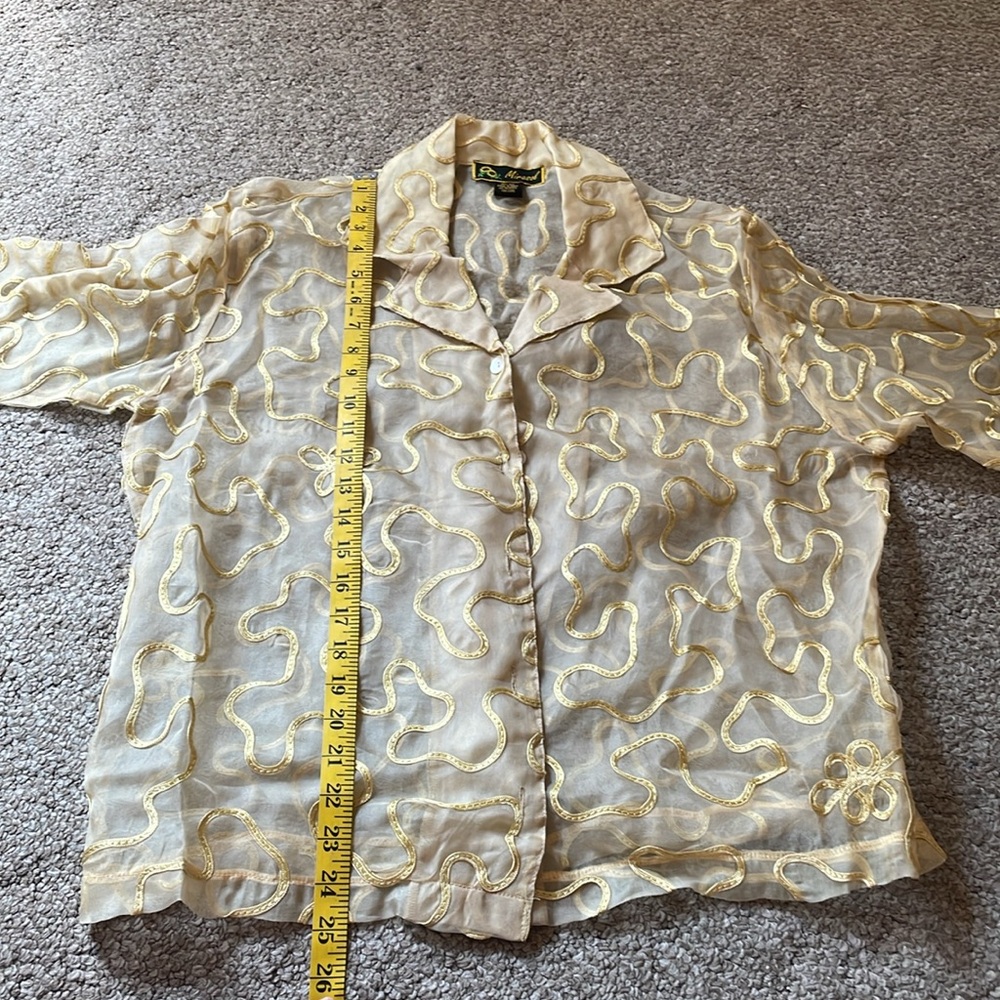 Sheer Gold Button-Down Blouse - image 5